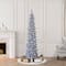 6ft. Pre-Lit Flocked Blue Artificial Alpine Pencil Christmas Tree, Clear Lights